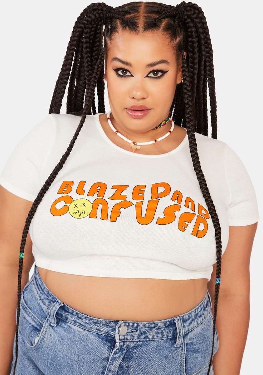 Plus Out Of My Mind Crop Tee sold by Dolls Kill