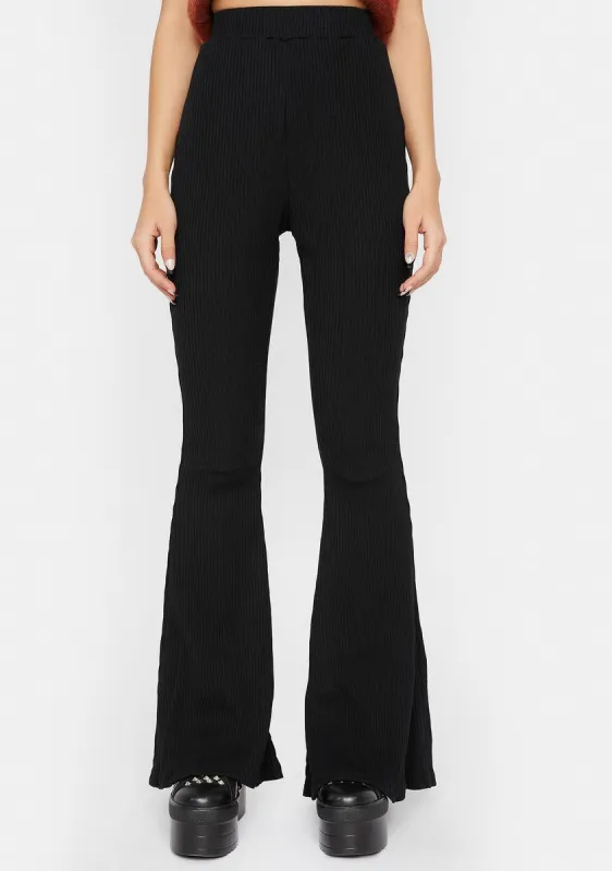 Flared Jersey Rib Trousers sold by Dolls Kill