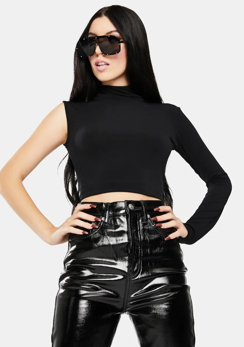 Luly One-Sleeve Crop Top sold by Dolls Kill