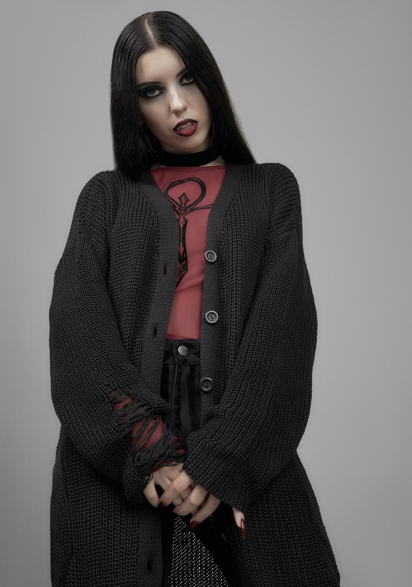 Holy Terror Distressed Cardigan sold by Dolls Kill product image thumbnail 2
