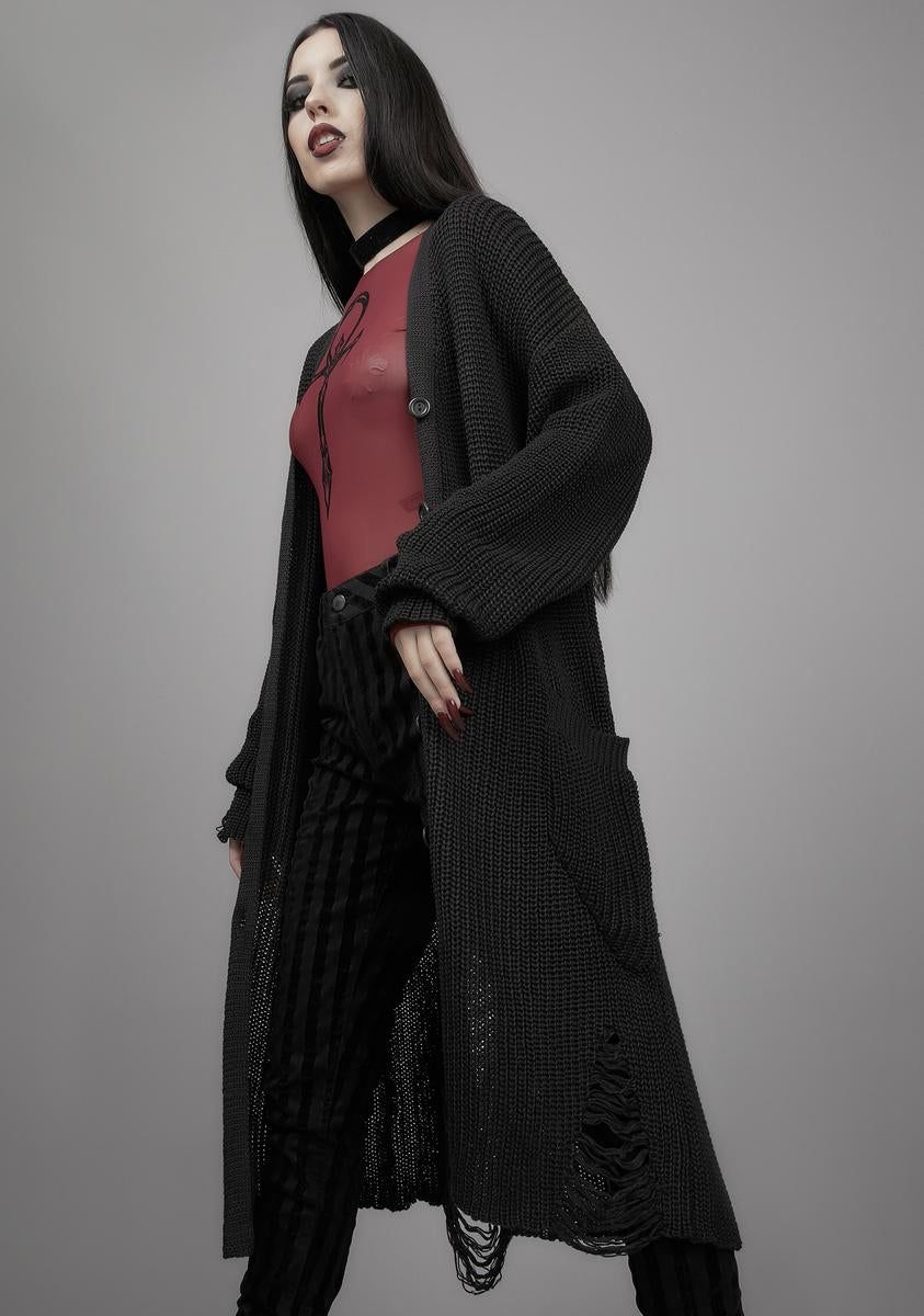 Holy Terror Distressed Cardigan sold by Dolls Kill product image thumbnail 3