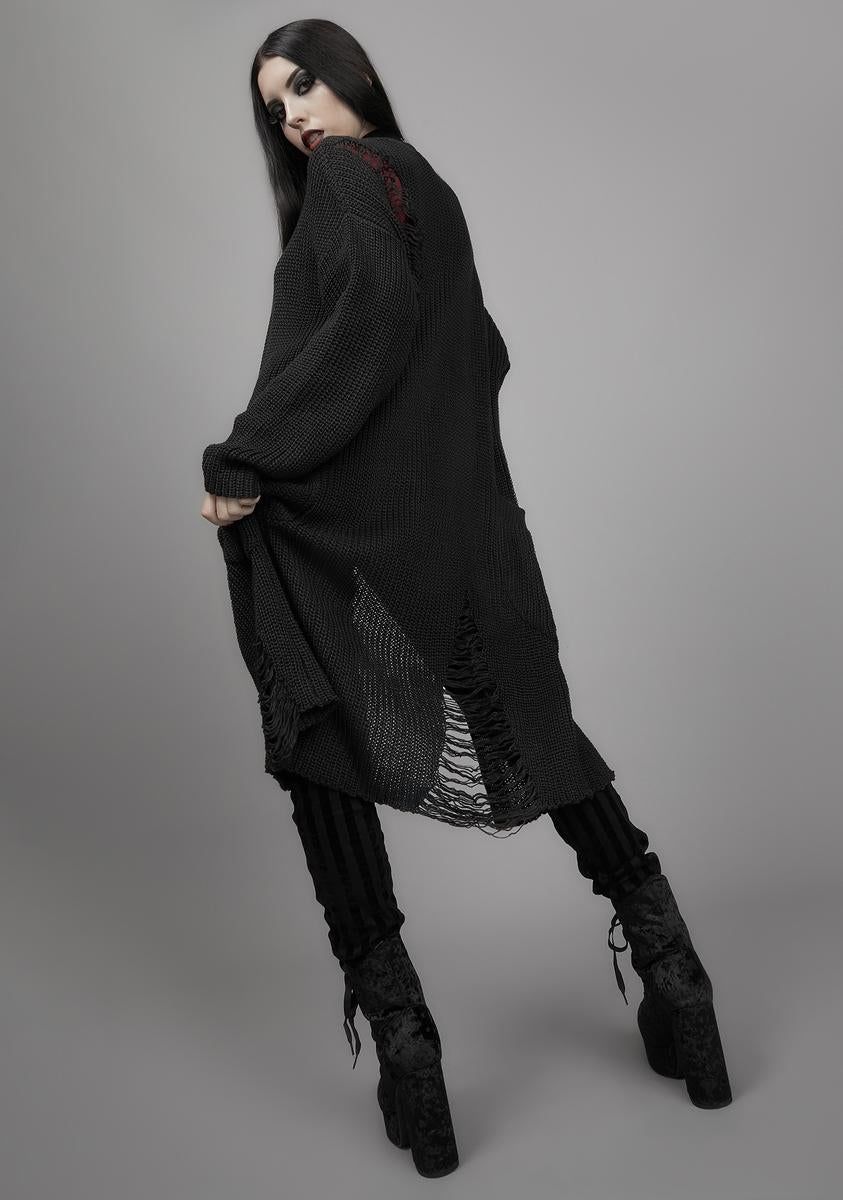 Holy Terror Distressed Cardigan sold by Dolls Kill product image thumbnail 4