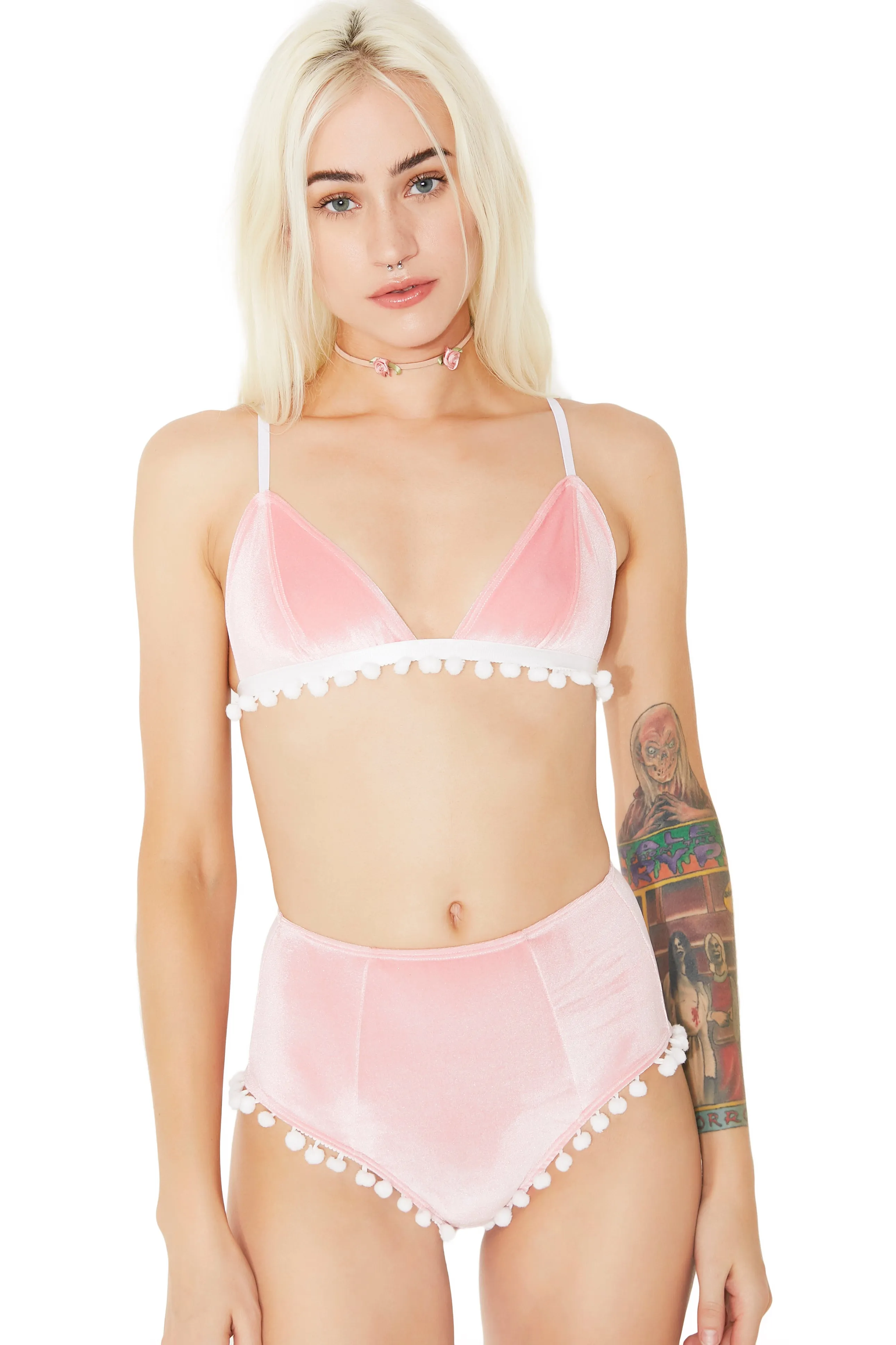 Pastel Pom Pom Velvet Set sold by Dolls Kill product image thumbnail 3