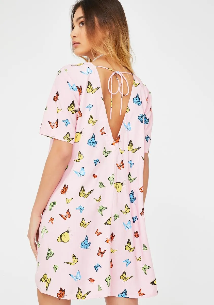 Pink Butterfly Crosena Dress sold by Dolls Kill product image thumbnail 4