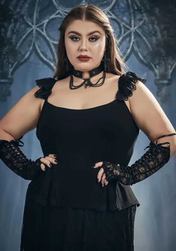 Plus Princess Of Shadows Lace Trim Cami sold by Dolls Kill