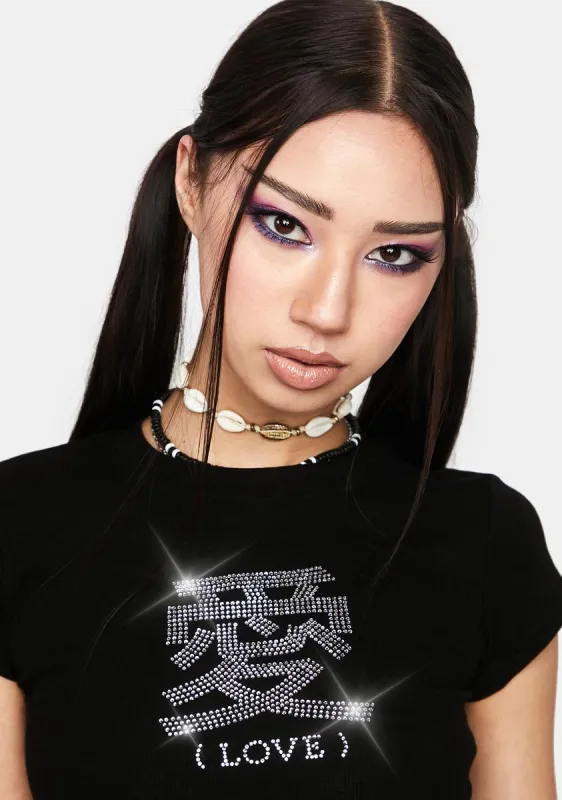 Love Rhinestone Crop Tee sold by Dolls Kill