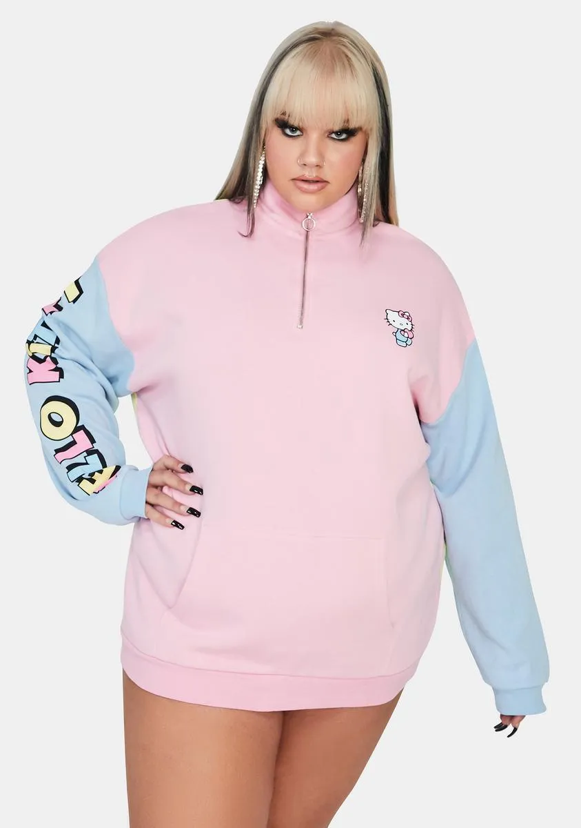 Plus Hello Kitty Color Contrast Panel Sweatshirt sold by Dolls Kill