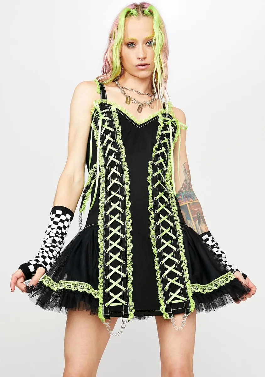 Green Lace Mini Dress sold by Dolls Kill