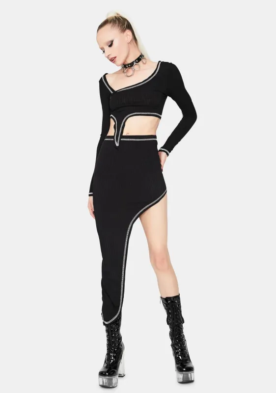 Noir Over The Edge Midi Skirt Set sold by Dolls Kill