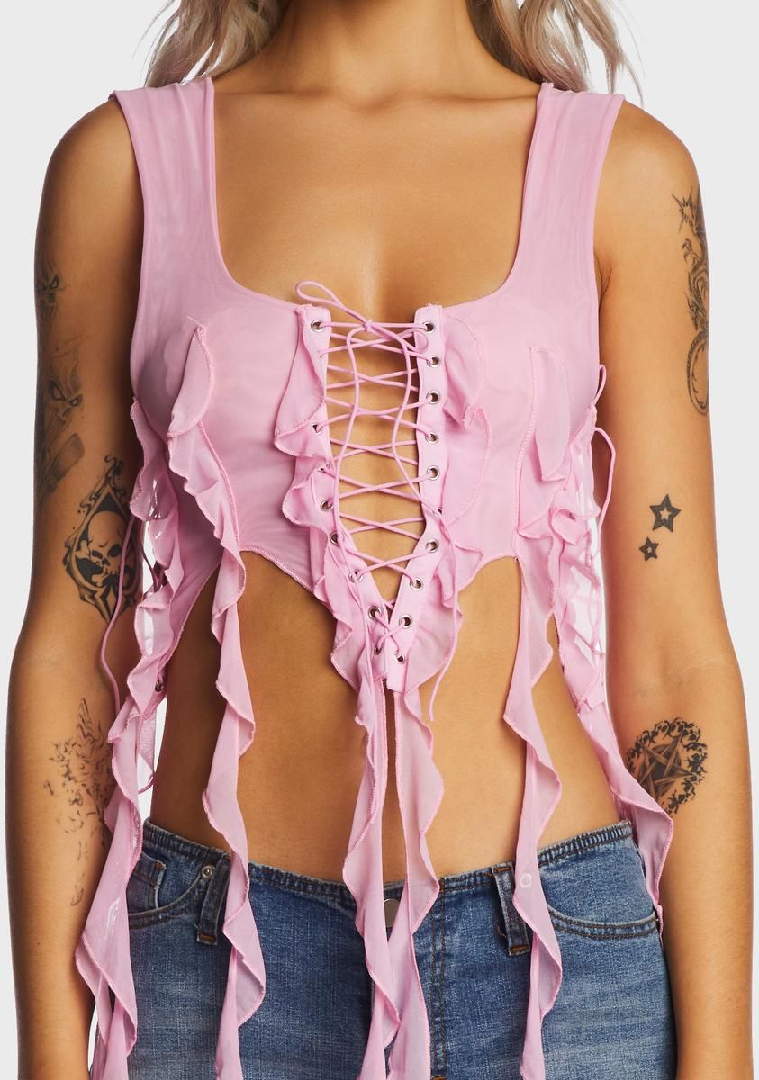 Pink Ruffled Bustier Top sold by Dolls Kill product image thumbnail 2