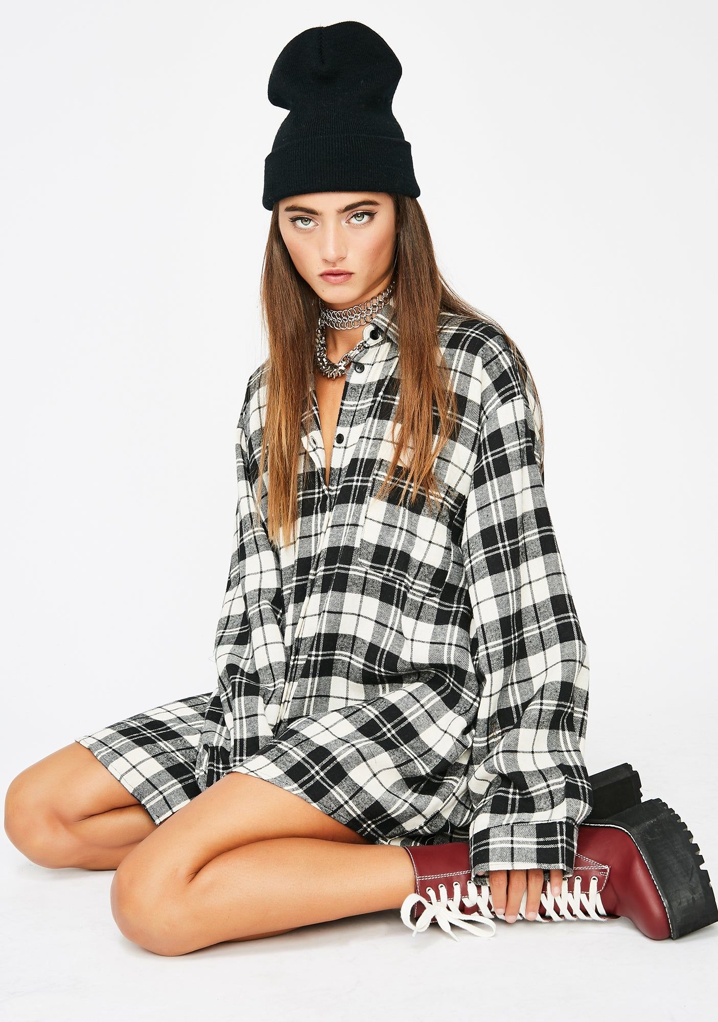 Midnight Flexin Hard Flannel Top sold by Dolls Kill