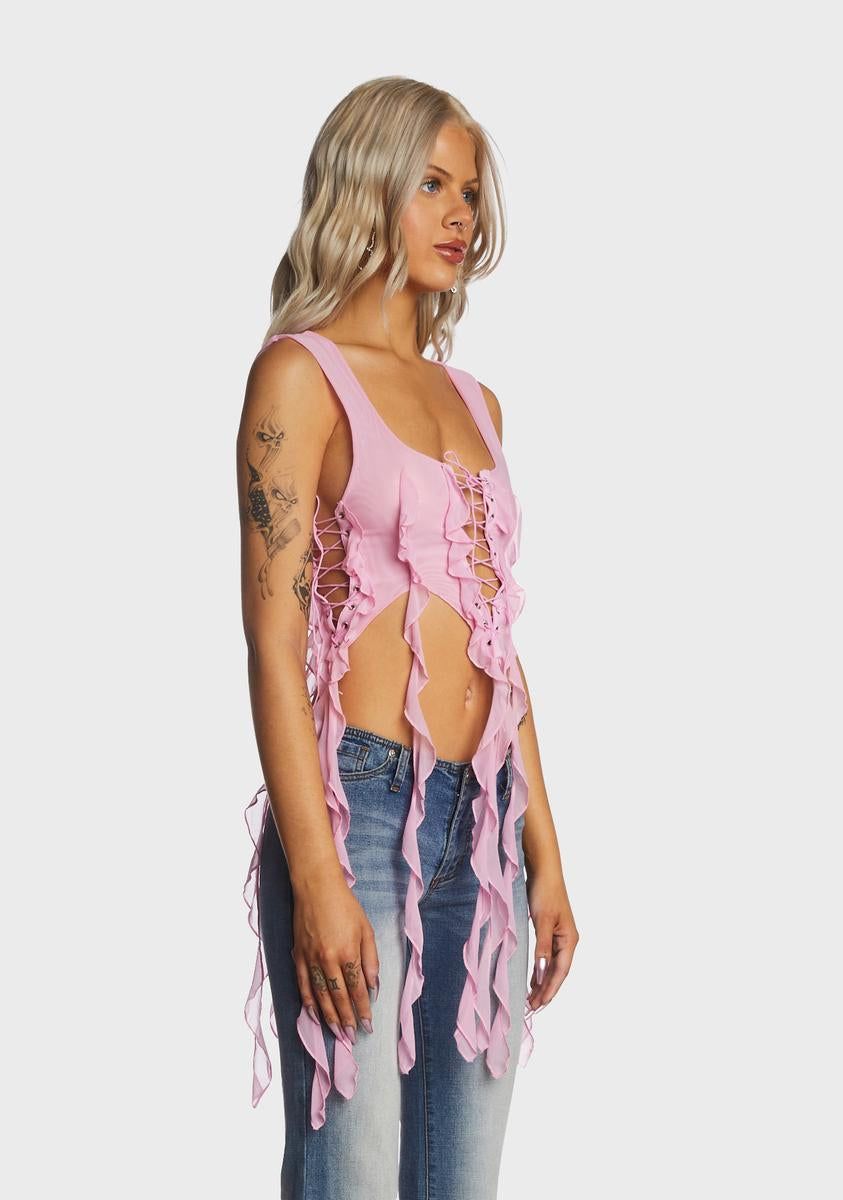 Pink Ruffled Bustier Top sold by Dolls Kill product image thumbnail 3