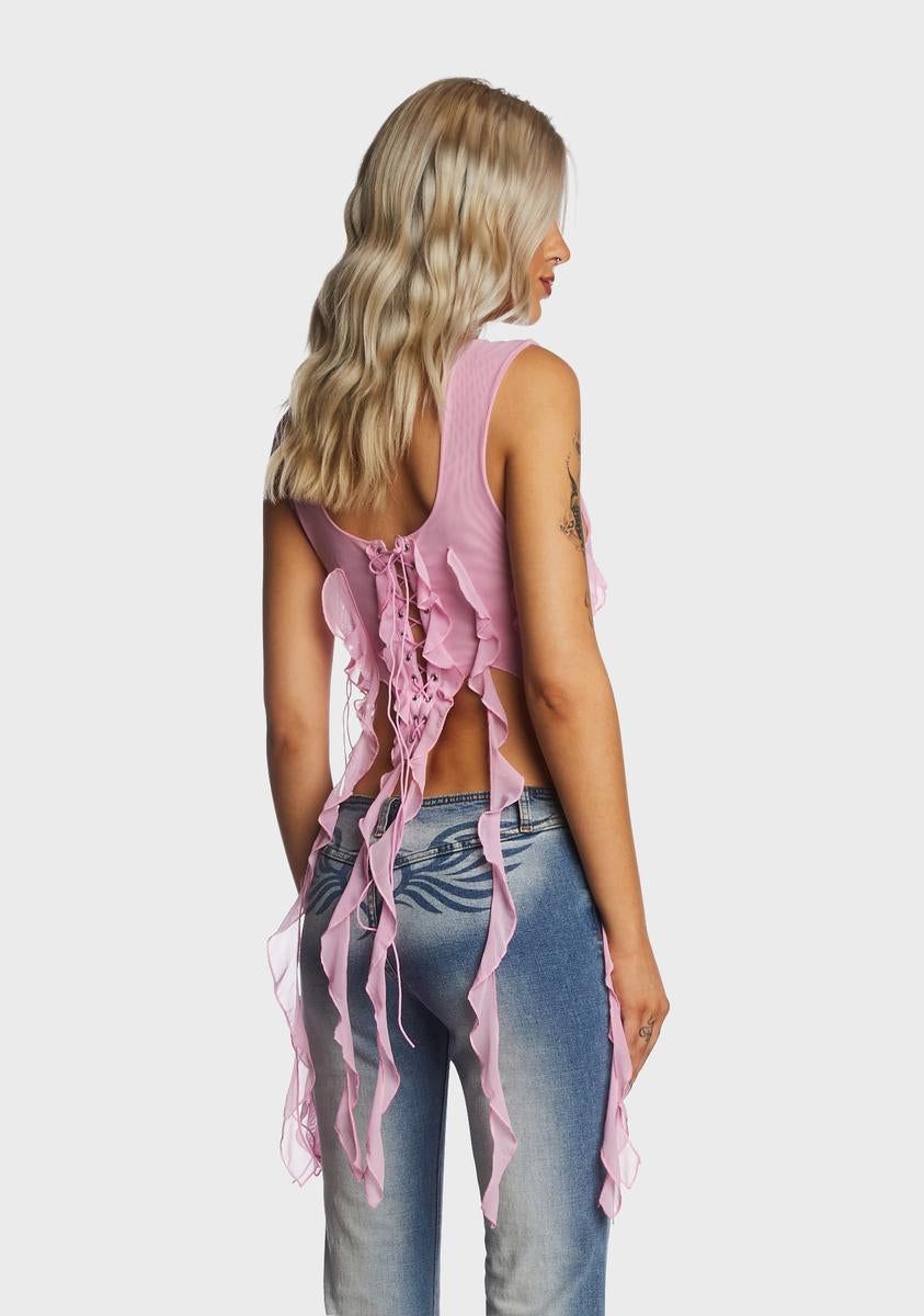 Pink Ruffled Bustier Top sold by Dolls Kill product image thumbnail 4