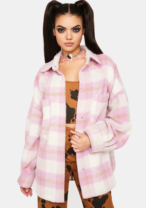 Sunset Plaid Shirt Jacket sold by Dolls Kill