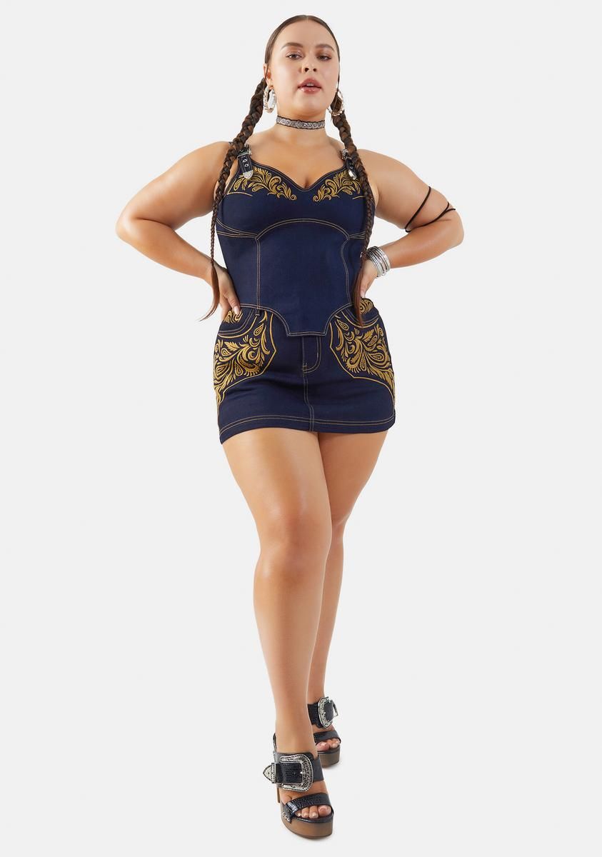 Plus Cowgirl Ride Denim Corset Top sold by Dolls Kill product image thumbnail 2