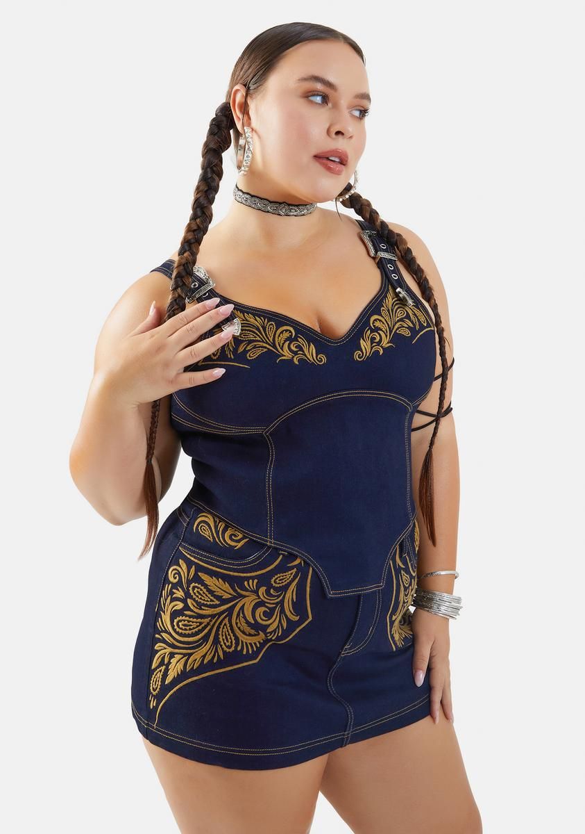 Plus Cowgirl Ride Denim Corset Top sold by Dolls Kill product image thumbnail 3