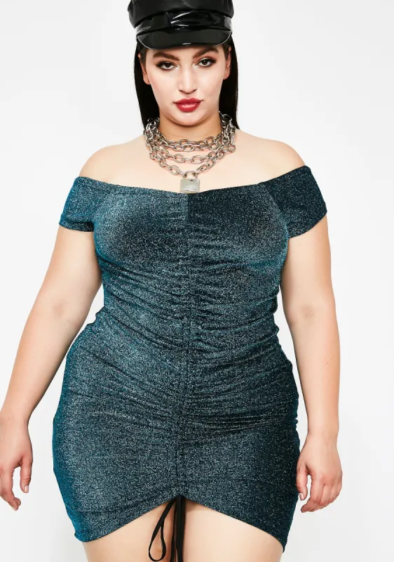 Aqua Sugar Sparkle Mini Dress sold by Dolls Kill