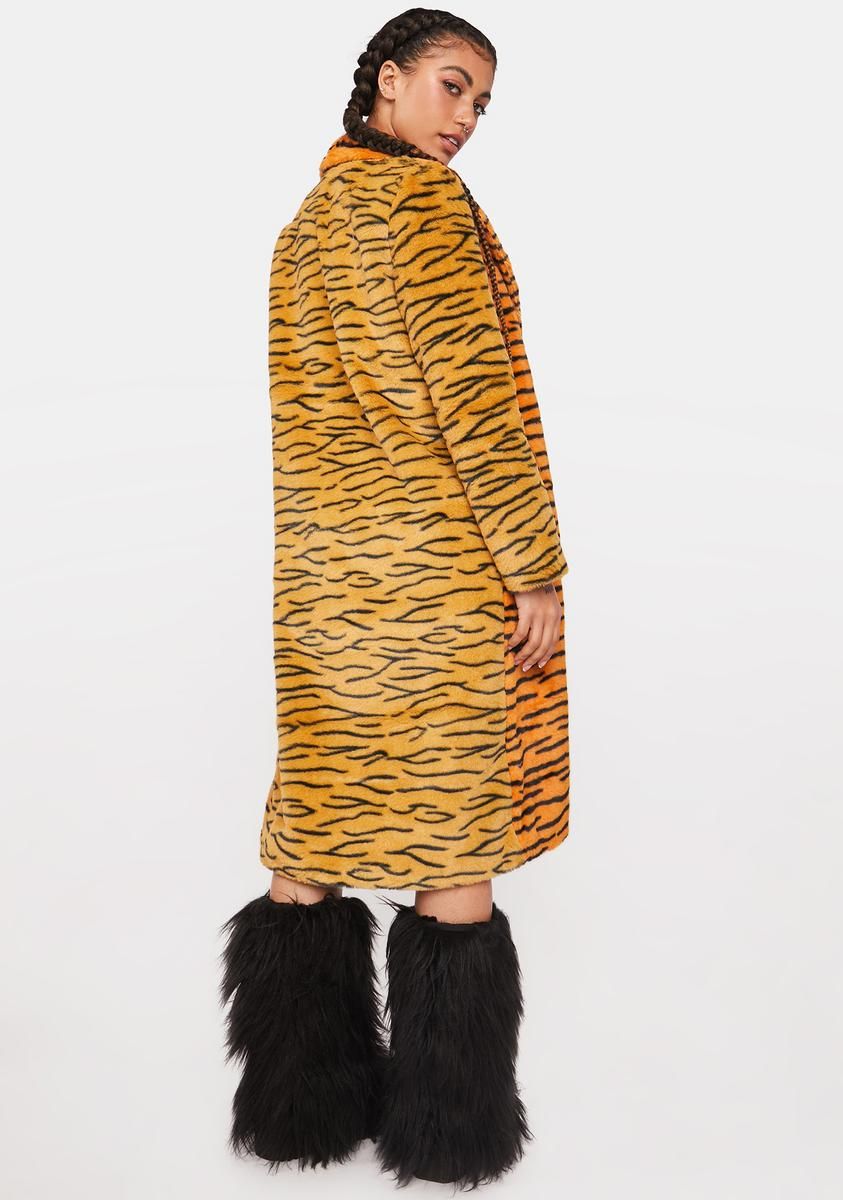 Tiger Faux Fur Coat sold by Dolls Kill product image thumbnail 4