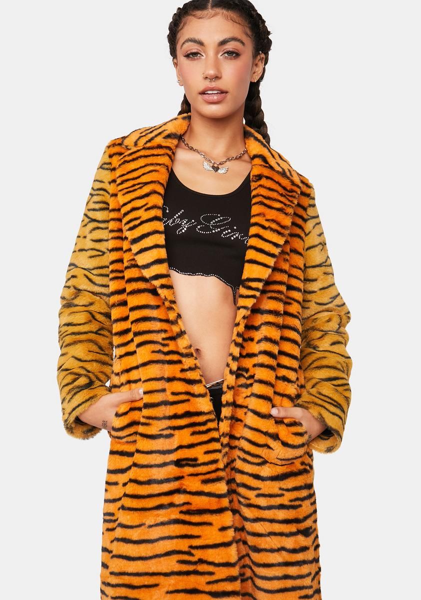 Tiger Faux Fur Coat sold by Dolls Kill