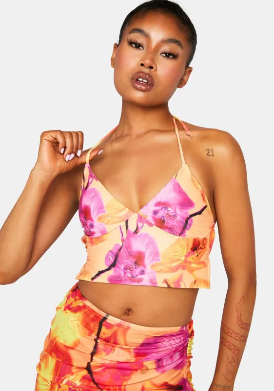 Blurred Orchid Peach Takura Bikini Top sold by Dolls Kill