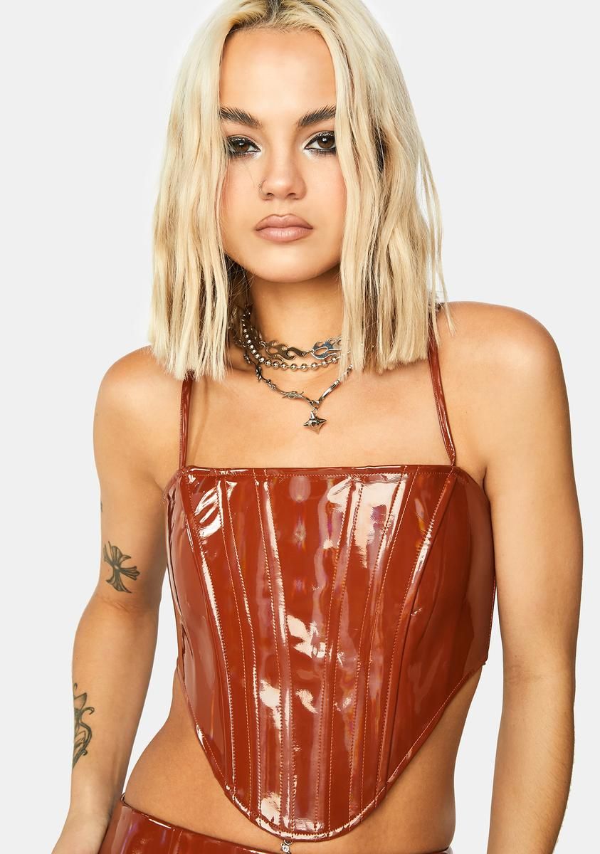Mimi Patent Corset Top sold by Dolls Kill