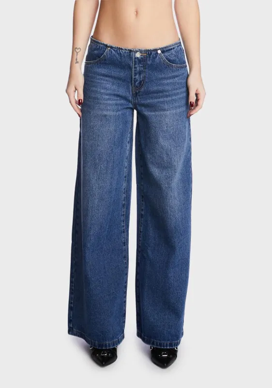 Low Rise Wide Jeans sold by Dolls Kill