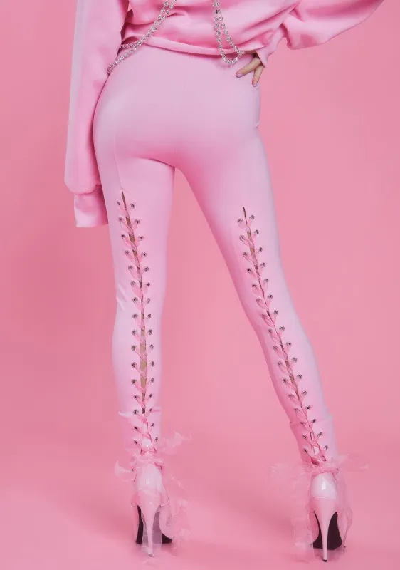 Star Quality Lace-Up Leggings sold by Dolls Kill