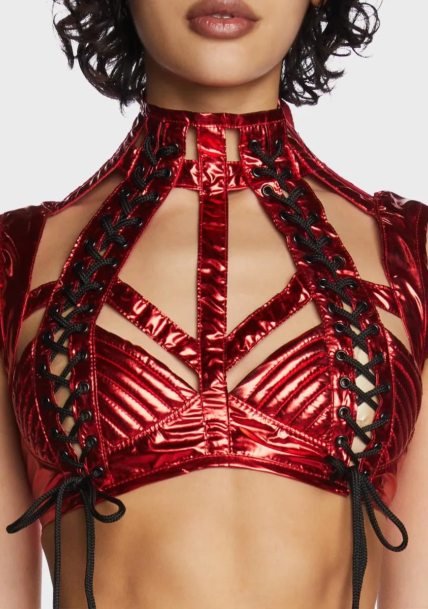 Rude Awakening Harness Bra Top - Red sold by Dolls Kill product image thumbnail 2