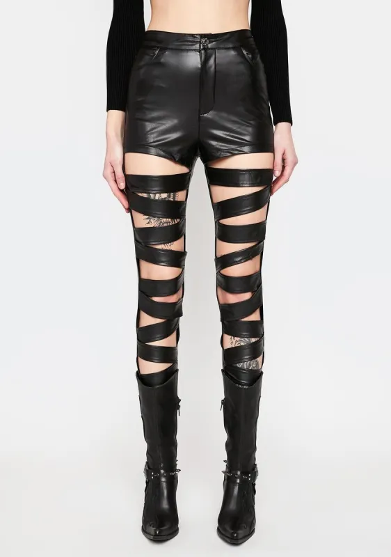 Wicked Excellent Taste Vinyl Cutout Pants sold by Dolls Kill