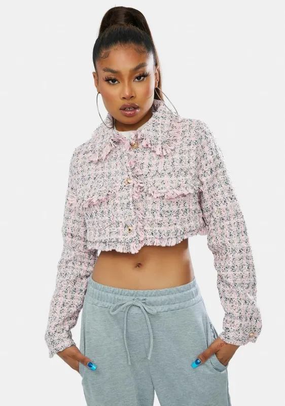 Be A Star Cropped Tweed Jacket sold by Dolls Kill