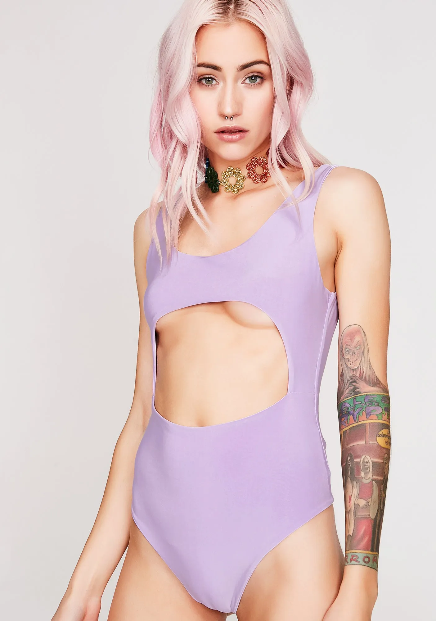 Lilac Open Space Bodysuit sold by Dolls Kill