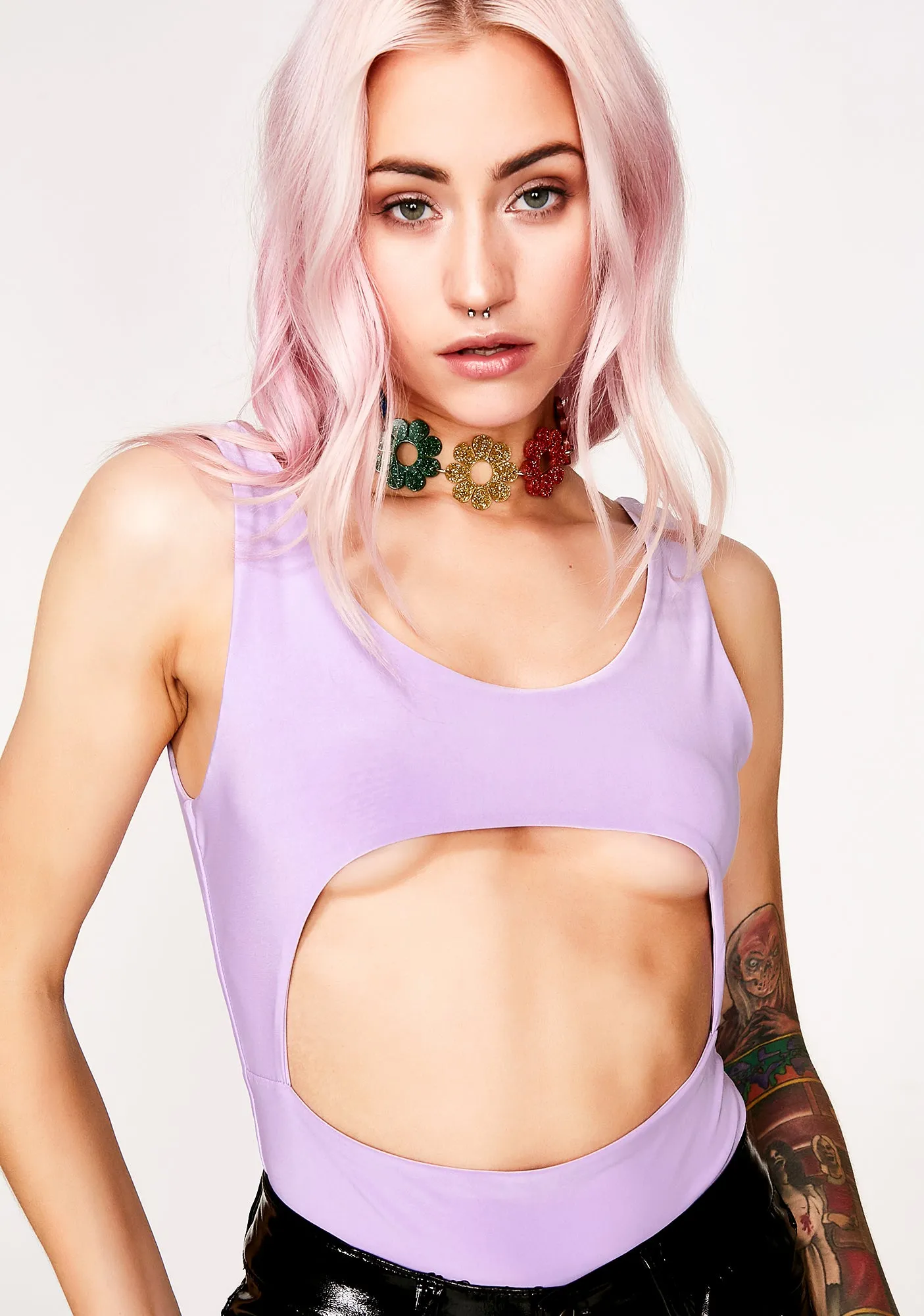Lilac Open Space Bodysuit sold by Dolls Kill product image thumbnail 2