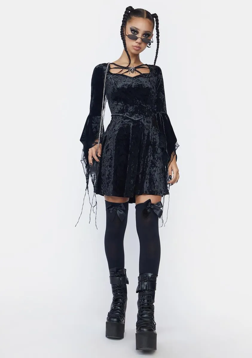 Velvet & Lace Bell Sleeve Mini Dress sold by Dolls Kill product image thumbnail 3