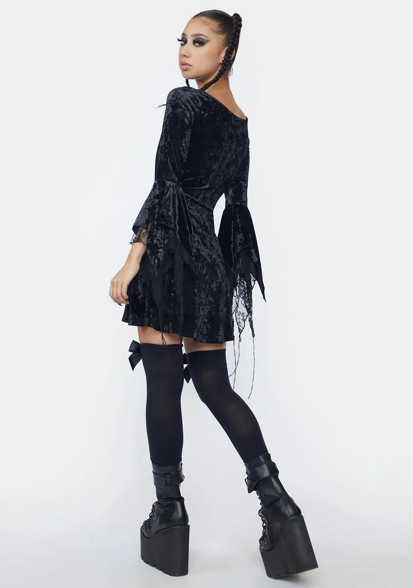 Velvet & Lace Bell Sleeve Mini Dress sold by Dolls Kill product image thumbnail 4