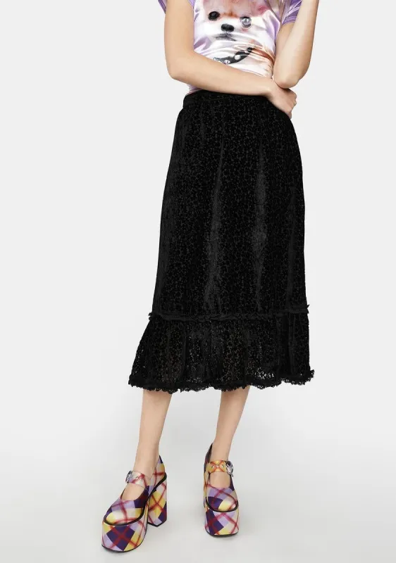 Dark Paradise Floral Midi Skirt sold by Dolls Kill