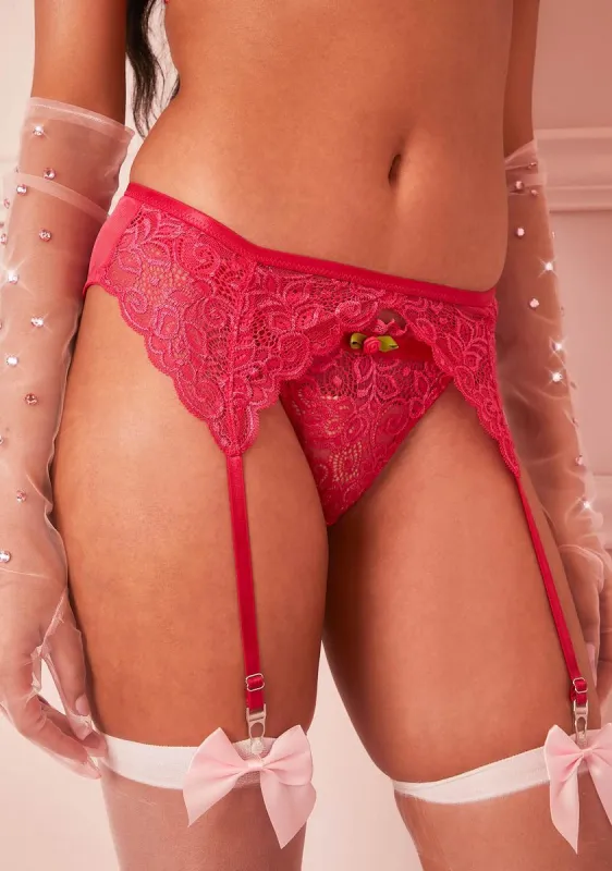 Rubine Yours Truly Lace Garter Set sold by Dolls Kill