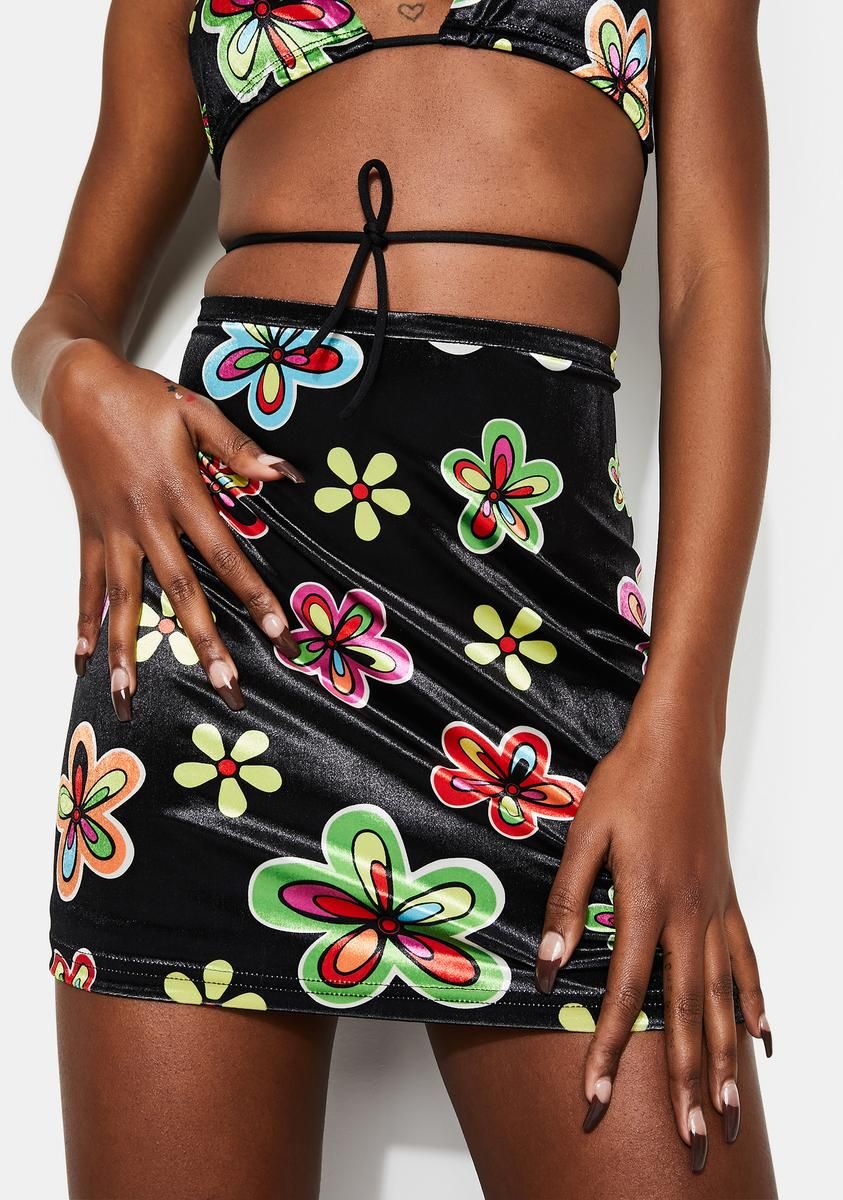 Velour Daisy Mini Skirt sold by Dolls Kill