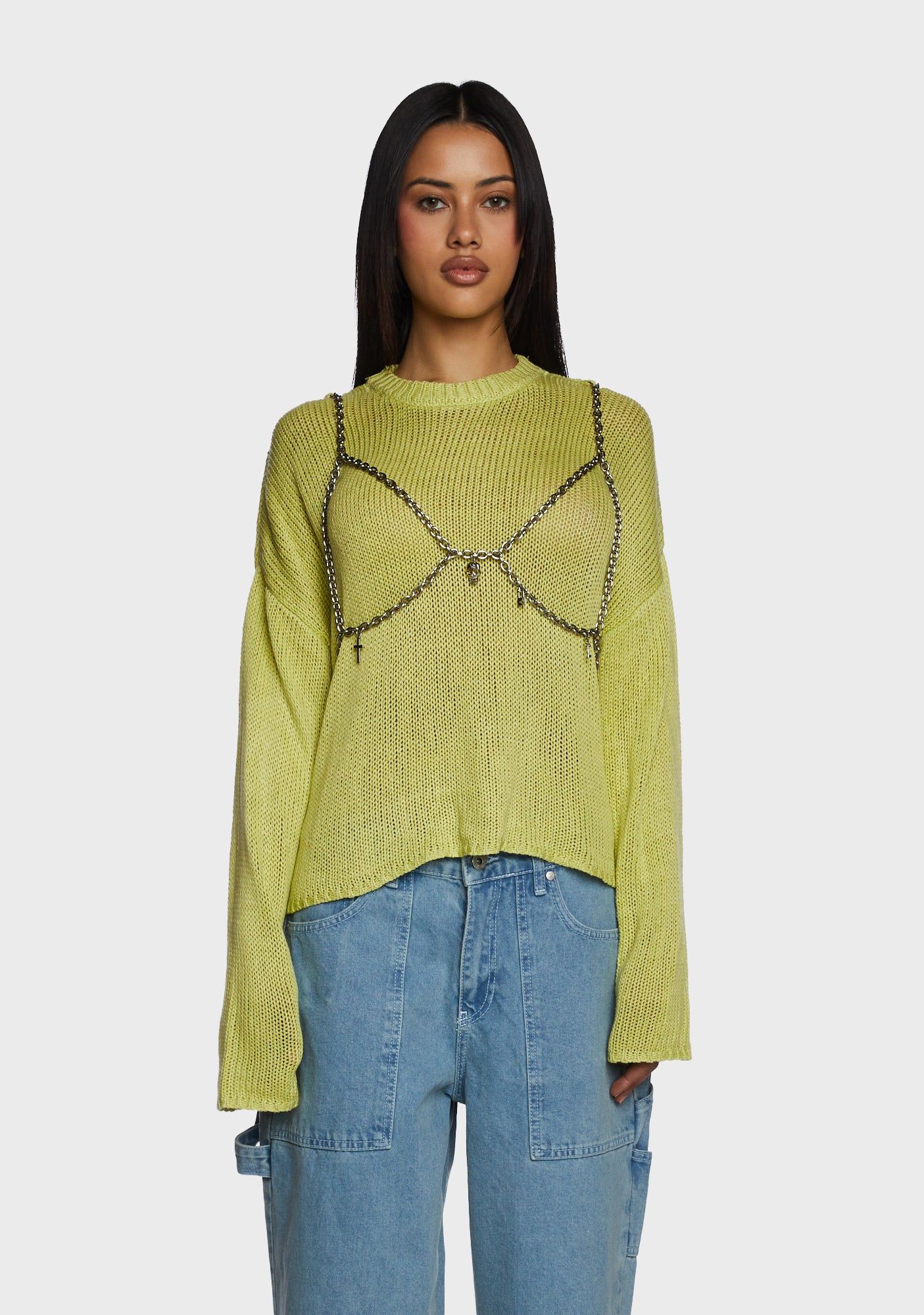 Trinket Layered Knit Sweater sold by Dolls Kill