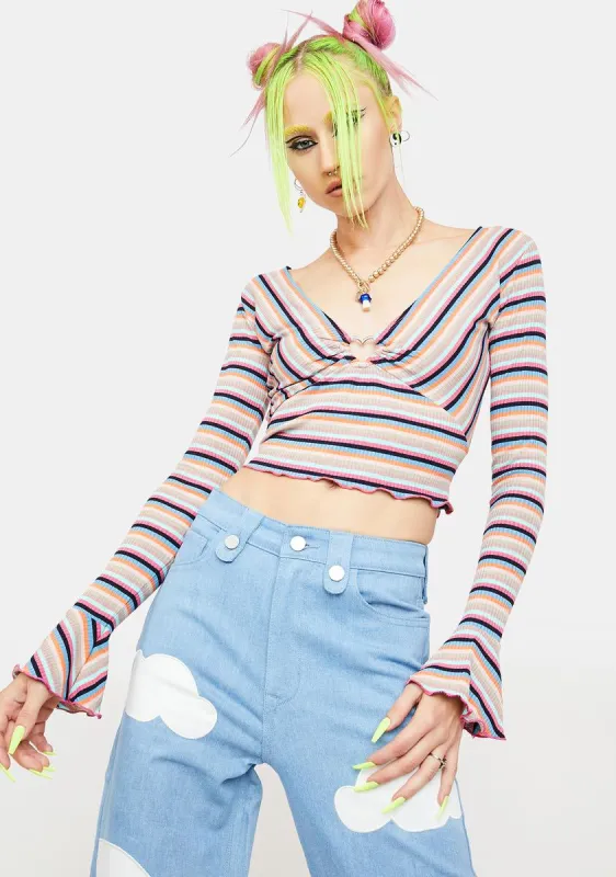 Love Too Real Striped Crop Top sold by Dolls Kill