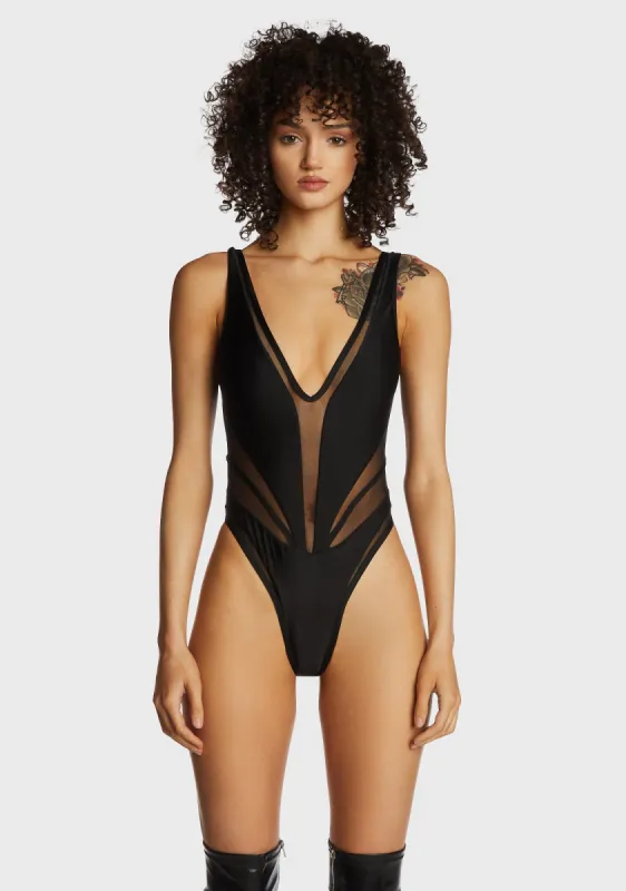Mesh Paneled One Piece Swimsuit sold by Dolls Kill