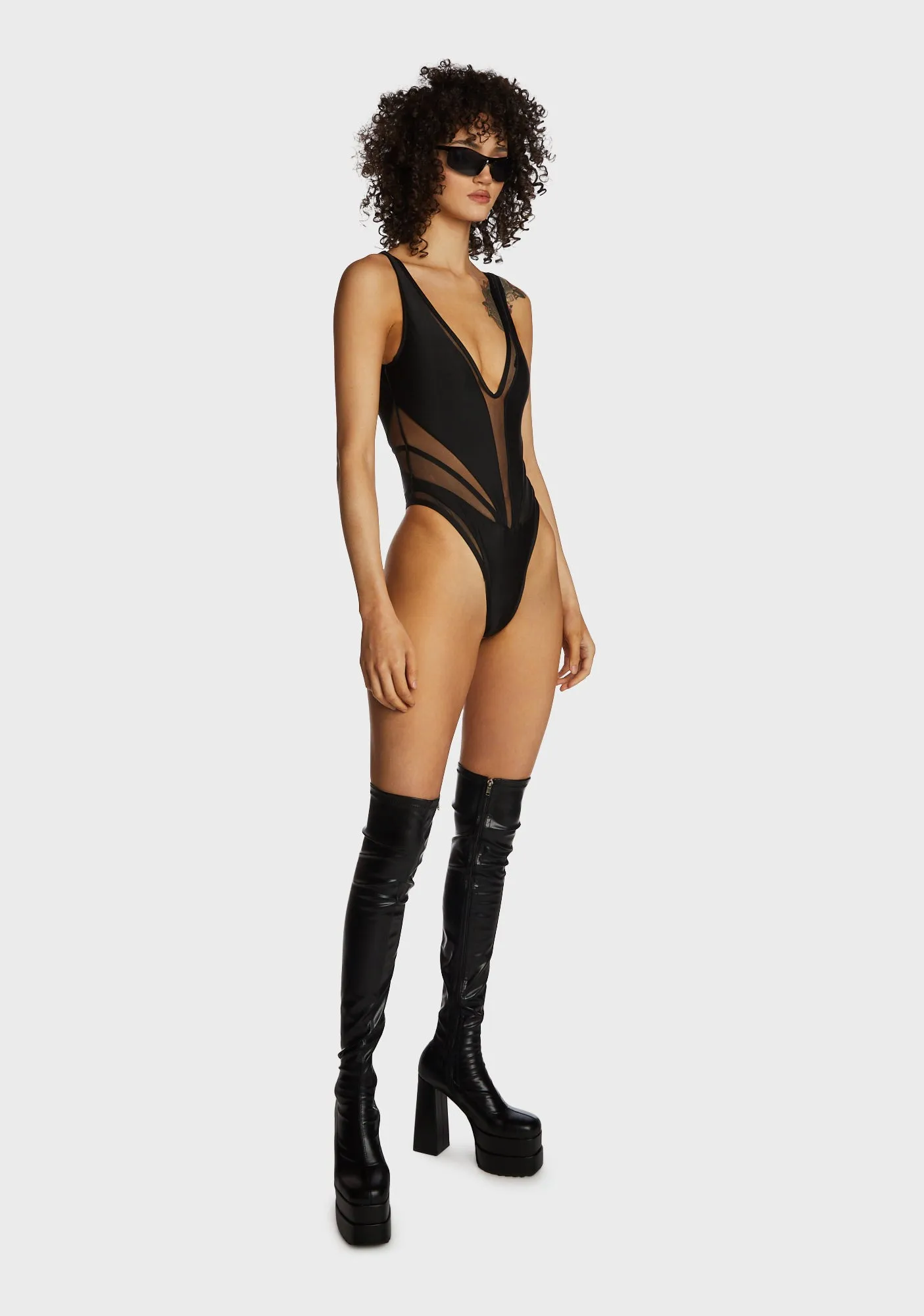 Mesh Paneled One Piece Swimsuit sold by Dolls Kill product image thumbnail 3