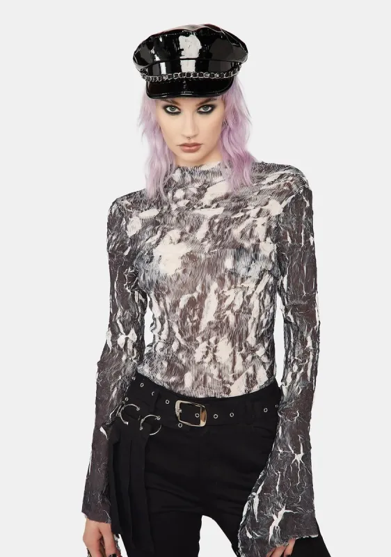 Dark Woven Crimped T-Shirt sold by Dolls Kill