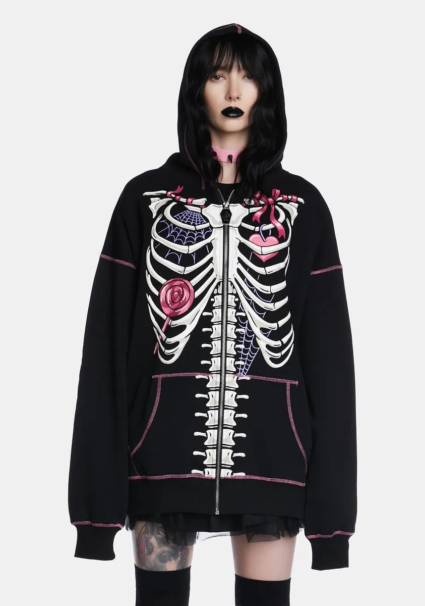 Spoiled And Rotten Zip-Up Hoodie sold by Dolls Kill