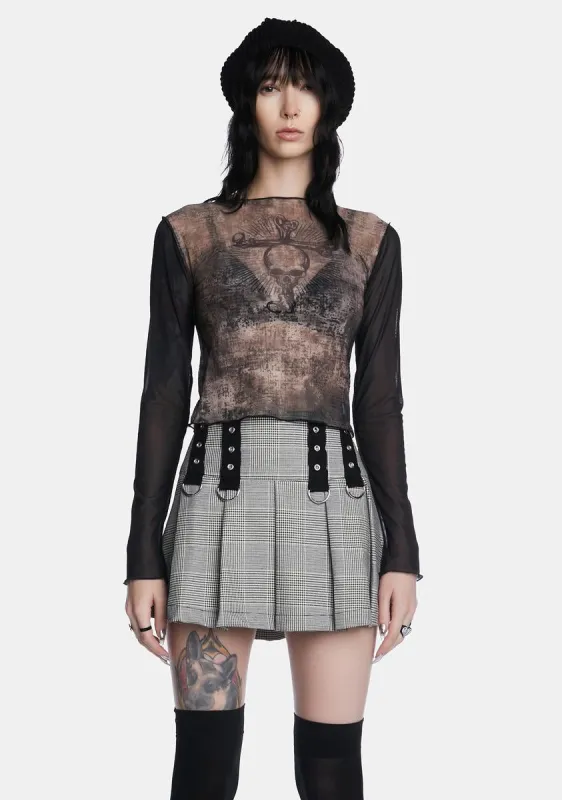 Skull Smash Contrast Mesh Top sold by Dolls Kill