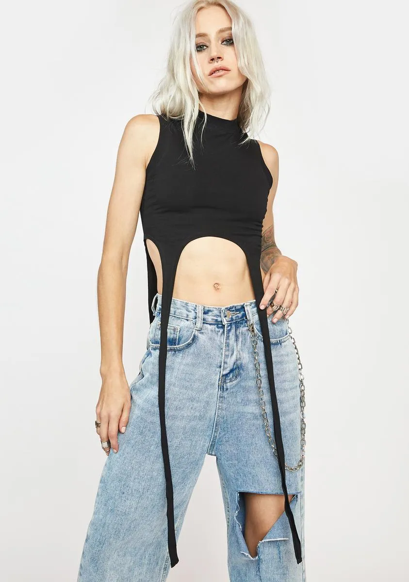 Black Fire Mock Neck Top sold by Dolls Kill