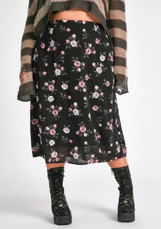 Always Erase And Rewind Midi Skirt sold by Dolls Kill