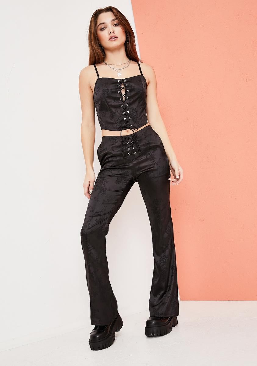 Slick Should Be Dancing Floral Satin Corset Top sold by Dolls Kill product image thumbnail 3