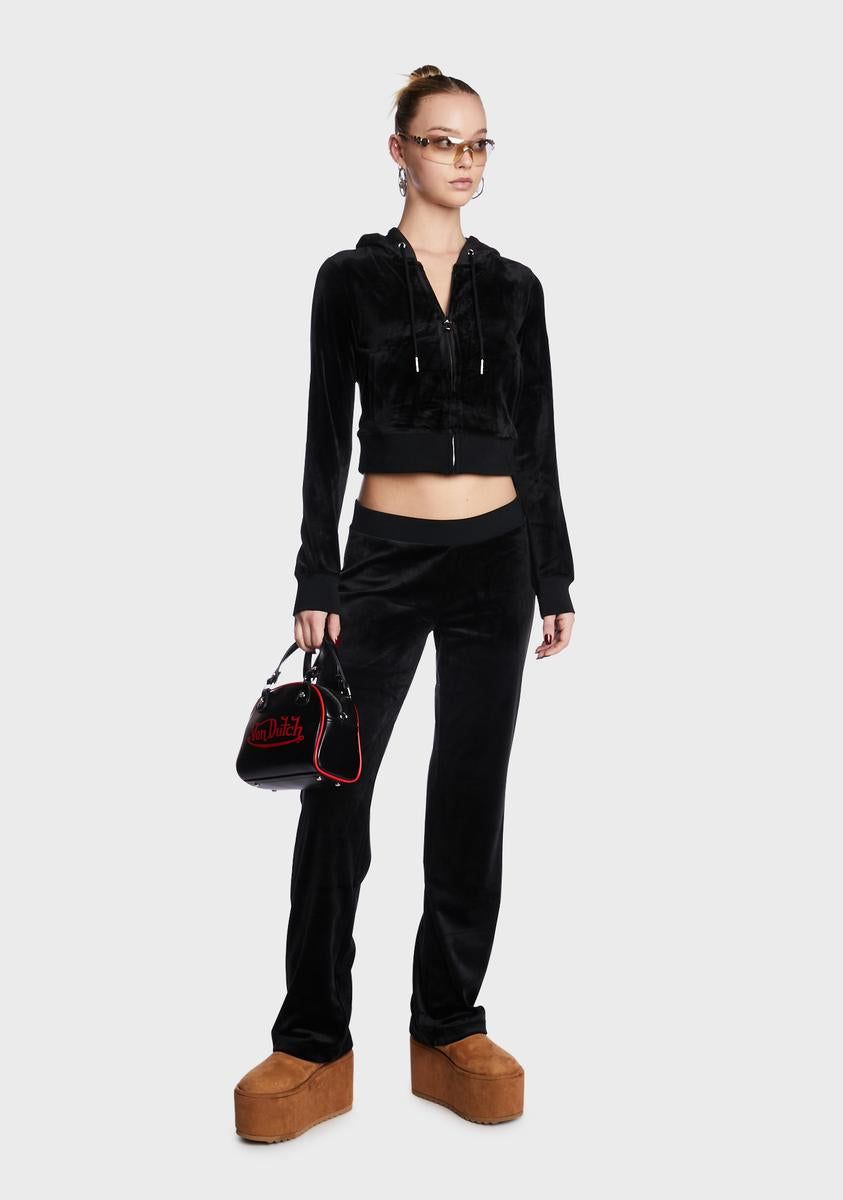 Black OG Big Bling Velour Track Pants sold by Dolls Kill product image thumbnail 4