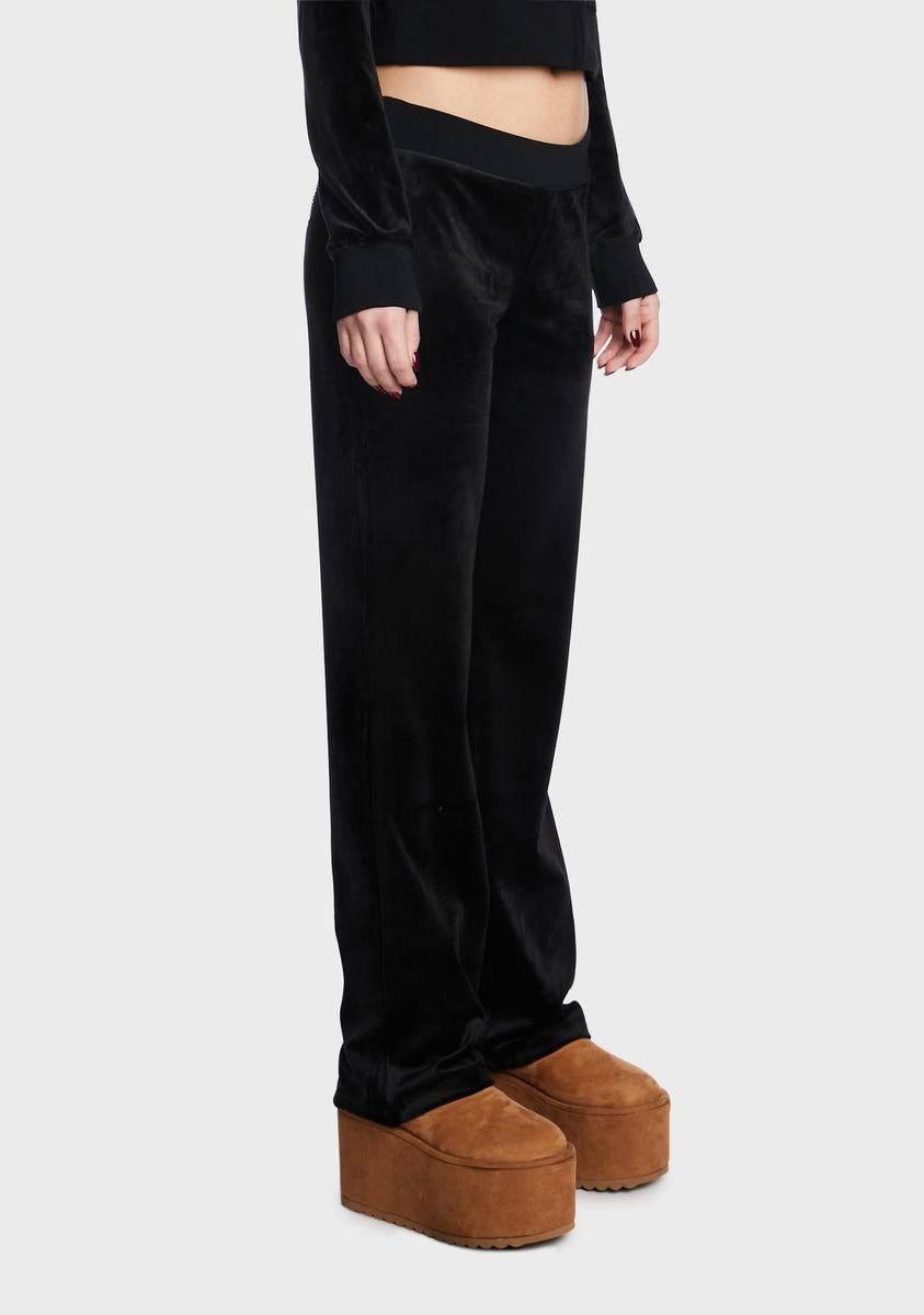 Black OG Big Bling Velour Track Pants sold by Dolls Kill product image thumbnail 5