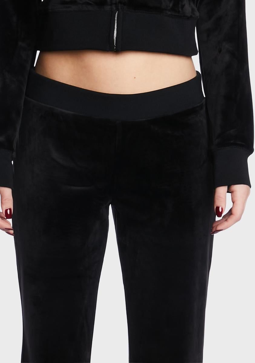 Black OG Big Bling Velour Track Pants sold by Dolls Kill product image thumbnail 3